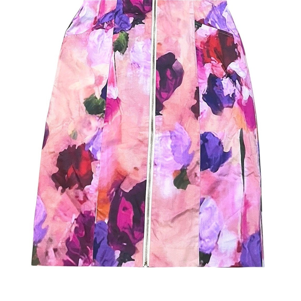 J. Peterman Pink Floral Midi Dress with Purple and Green Accents - Picture 2 of 9